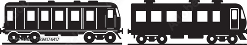 Train Icons: Black Silhouette of Passenger Carriage for Transportation and Travel