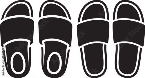 Slipper Icons: Casual Footwear Silhouettes for Comfort and Relaxation at Home