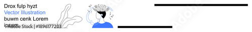 Education, cognitive science, mental focus, innovation, brainstorming, self-awareness. Abstract head with brain activity and creative elements. Education and cognitive science concept