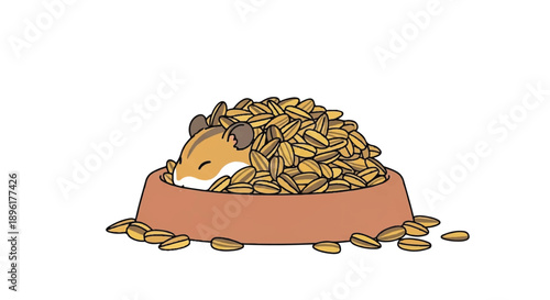 Cute Hamster Sleeping Inside a Large Bowl Full of Sunflower Seeds