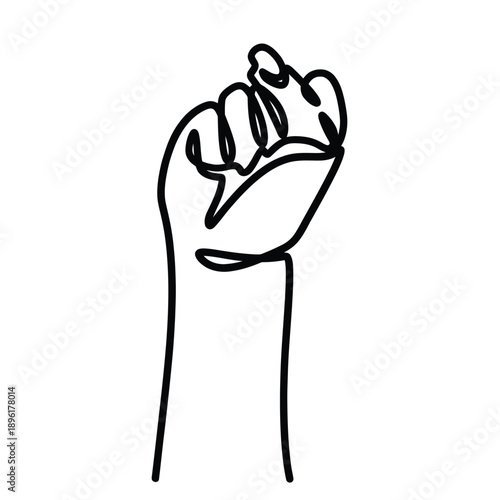A simple black and white line drawing of a raised fist