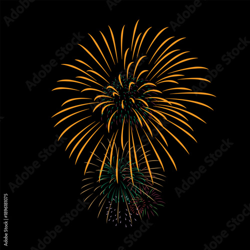 Fireworks Vector with black background.