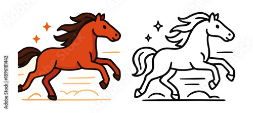 Galloping Horse – Color and Outline for Kids
