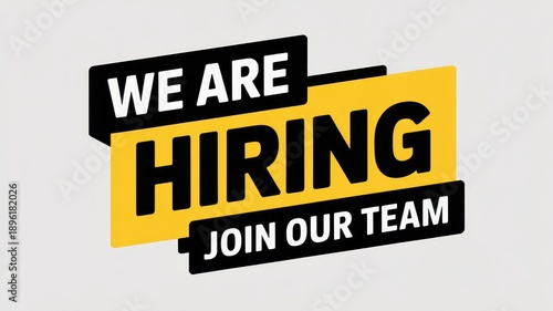 We are hiring badge design, bold recruitment label with join our team message for job vacancies and hiring promotions on white background
