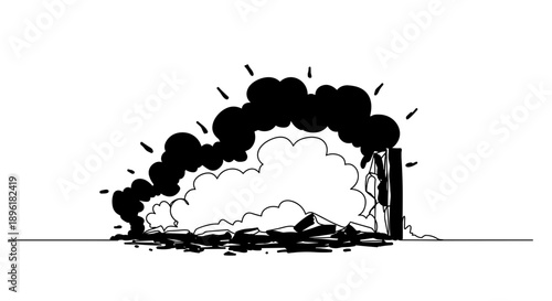 Line drawing of a cat sitting on a table, looking curious and playful with simple outlines, on a transparent background.