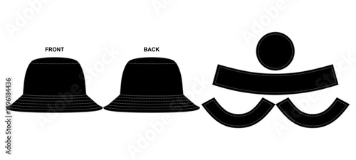 Bucket Hat With Pattern Mockup Template Vector