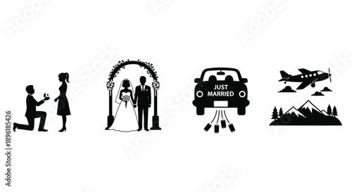 Couple getting married and planning honeymoon trip