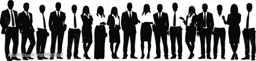 Business team silhouettes standing together, corporate diversity, professional workforce unity, leadership collaboration concept, modern office people illustration, for global business