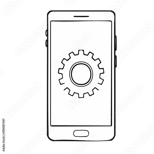 設定 歯車 アイコン スマホ操作 手書き風 線画 ベクター素材 UIデザイン