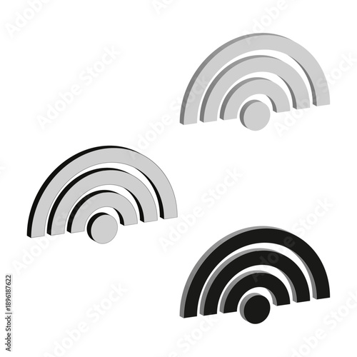 Isometric signal icon. Wireless Vector symbol. Three dimensional tech. Connection wave shape.