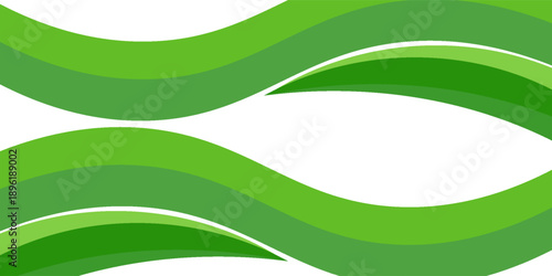 Abstract White and Green wave wide background banner