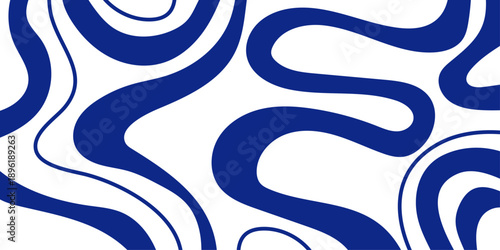 Monochromatic seamless line art pattern in navy blue color over white background.
