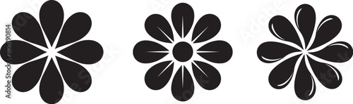 Three identical black floral designs in a row