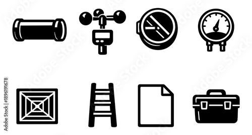 Collection of industrial tools and equipment icons
