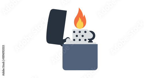Illustration of a lighter with flame ignited.