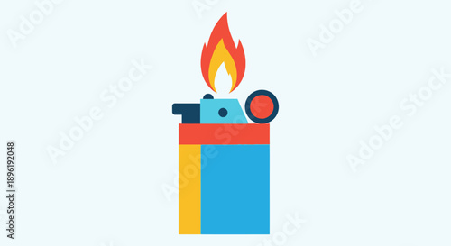 Colorful illustration of a lit cigarette lighter.