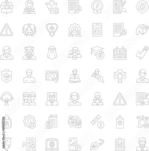 Set of 35 productivity and time management line icons