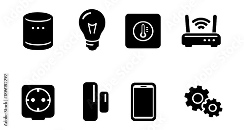 Smart home technology icons: devices for automation and connectivity