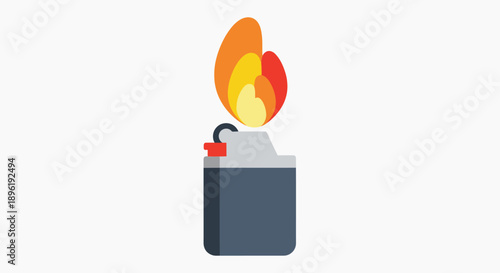 A cartoon illustration of a lighter with a flame.