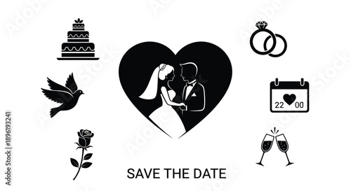Save the date wedding invitation design elements