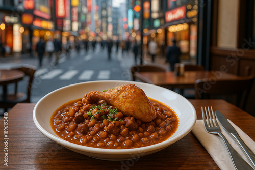 Savory Carapulcra Served in Tokyo stock photo