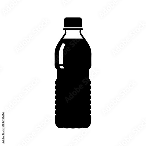 Standard plastic water bottle silhouette isolated on white background
