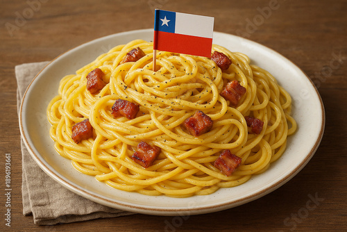 Traditional chilean carbonara stock photo