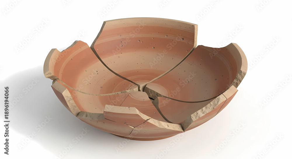 Obraz premium Cracked Earthenware Dish Shown in Realistic 3D Illustration