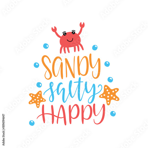 Sandy Salty Happy Crab Typography