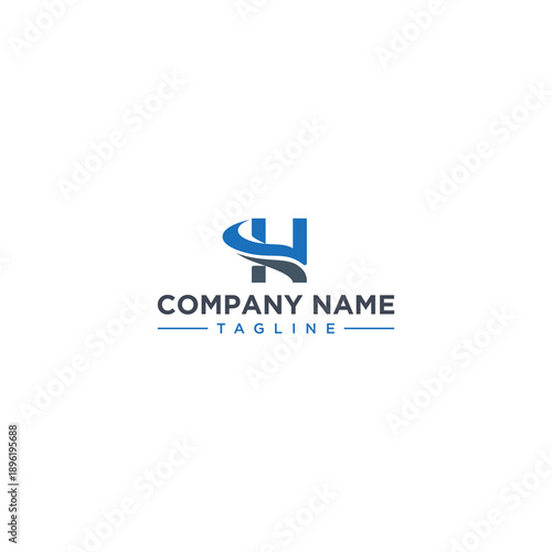Free Download Abstract H Letter Logo Design with Stylized Blue and Gray Solid Shapes, isolated white background. - GFXLoad