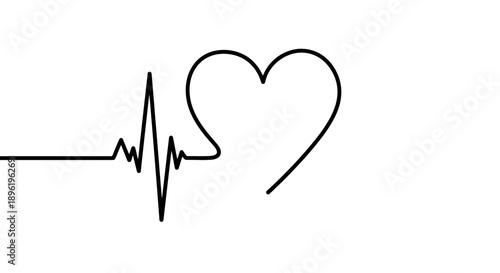 Heartbeat line drawing. Heart symbol. Love concept art.