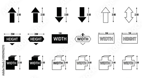 Height and Width Dimension Signs Collection