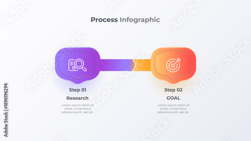 Two Step Business Process Infographic for Workflow and Strategy.Perfect for business presentations, marketing reports, and educational materials seeking clarity and professional design.