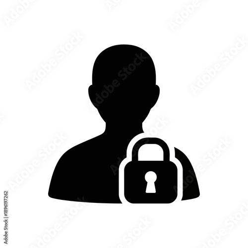 Person with secure locked padlock for safety and protection