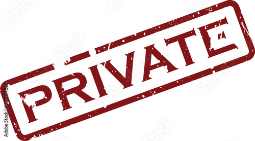A prominent red rectangular rubber stamp clearly displaying the significant word PRIVATE on a clean white surface