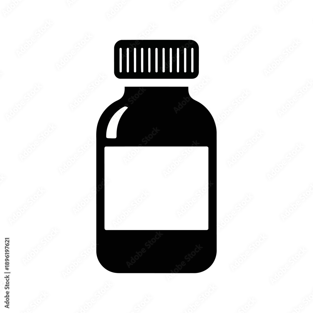 Fototapeta premium Simple black and white illustration of a medicine bottle