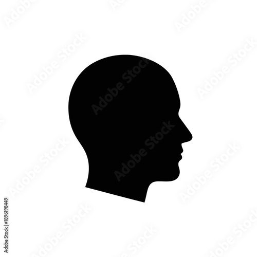 Simple black silhouette of a human head in profile