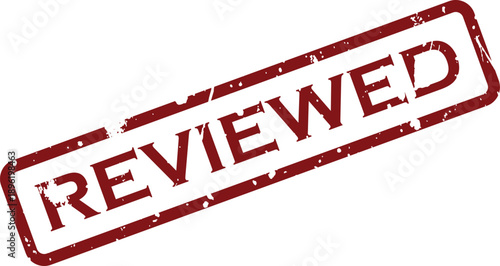 Red grunge rubber stamp clearly displaying the word REVIEWED, signifying a careful examination or assessment completed