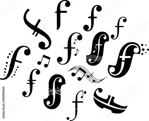  Diverse styles of f holes: modern music design elements