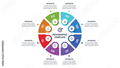 Abstract diagram with 8 steps, options, parts or processes. Vector business template for presentation