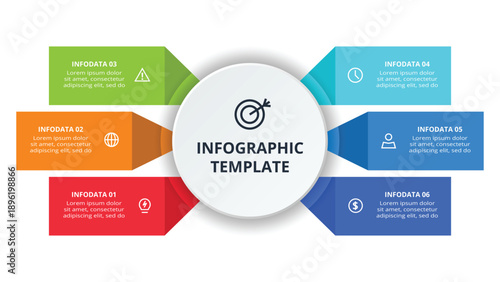 Abstract diagram with 6 steps, options, parts or processes. Vector business template for presentation