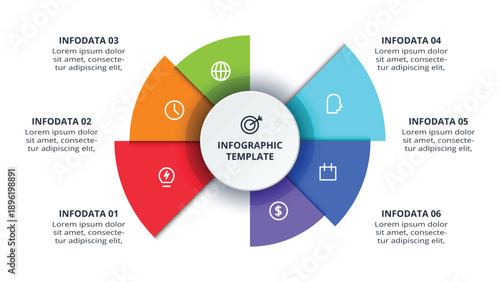 Abstract diagram with 6 steps, options, parts or processes. Vector business template for presentation