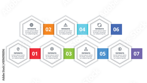 Abstract diagram with 7 steps, options, parts or processes. Vector business template for presentation