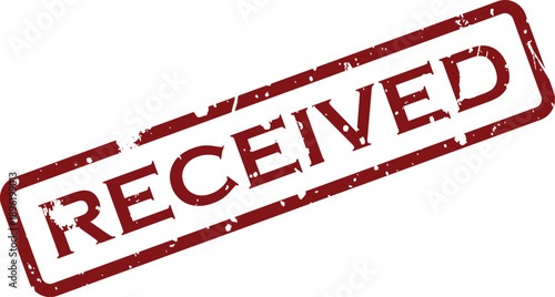 This distinctive red rectangular rubber stamp clearly displays the prominent word RECEIVED on a bright white background