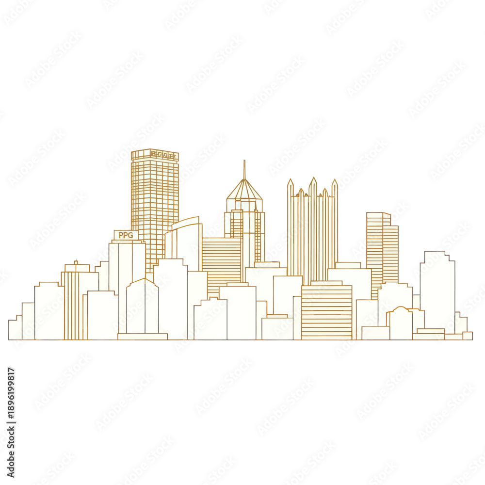 Obraz premium Golden Skyline Outline