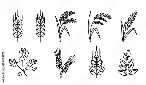 Farming Grain Outline Icon Pack Editable Stroke Vector