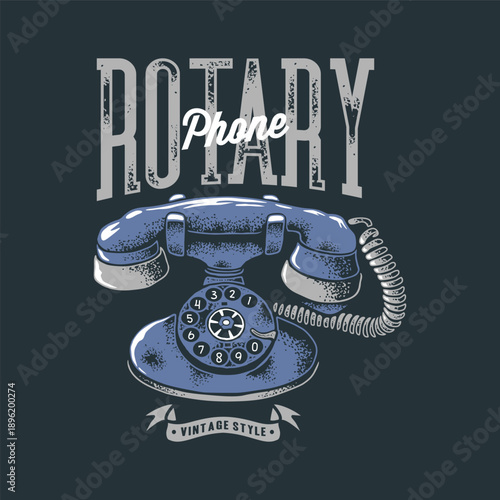 Blue Vintage Rotary Telephone Illustration