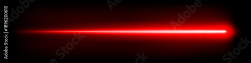 Red laser beam, moving light streak ray, glowing comet light flare.