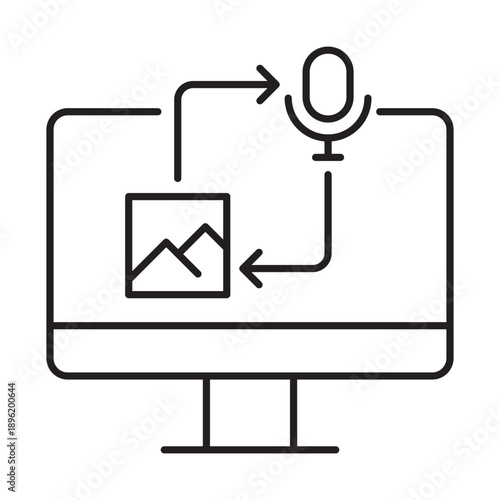Voice Command Image Editing vector editable stroke icon