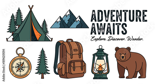 Embark on an Epic Journey Explore the Wilderness with Camping Gear, Backpacks, and Compass